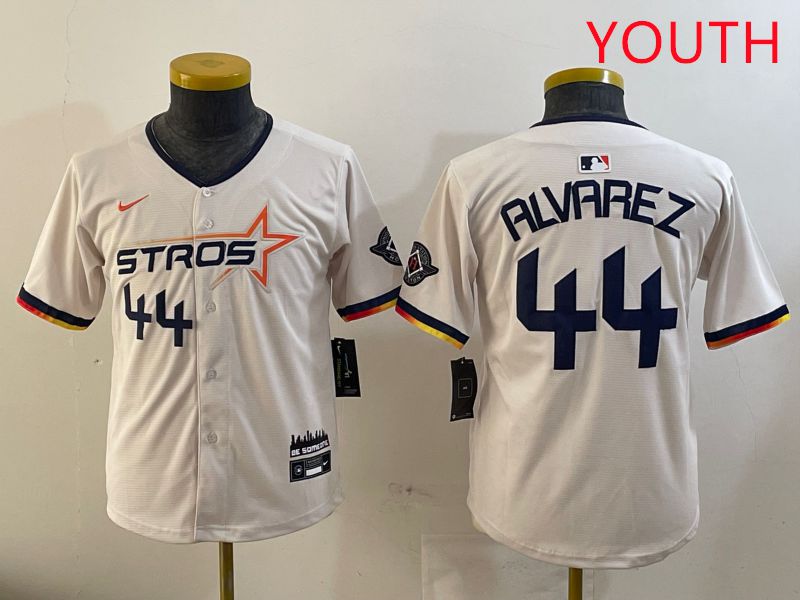 Youth Houston Astros #44 Alvarez Cream Three generations Joint Name 2025 Nike MLB Jersey style 4113